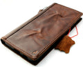 Genuine dark vintage leather wallet case for Samsung Galaxy S22 Plus 5G with ID window, card slots, and wireless charging holder by DavisCase.