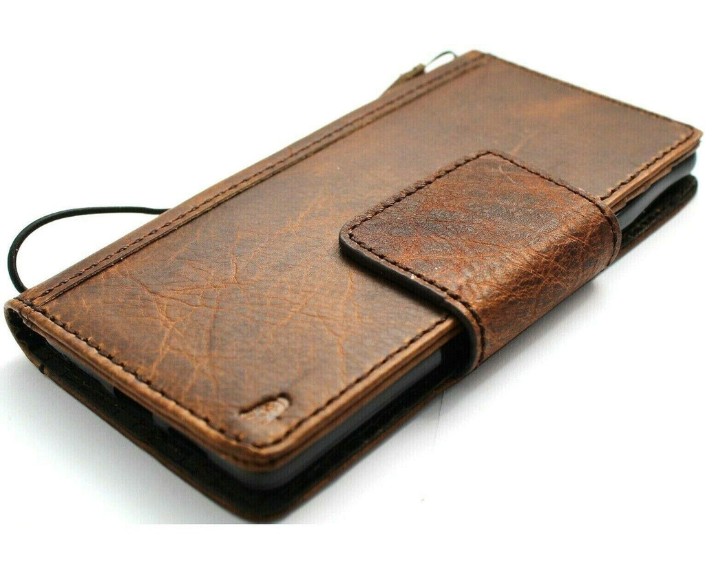 Google Pixel 7A leather case by DAVISCASE with magnetic closure, wallet style, retro design, and stand feature for wireless charging