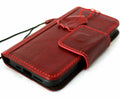 Genuine red leather Apple iPhone 12 Pro book wallet case by DAVISCASE with credit card slots and soft closure, vintage style.