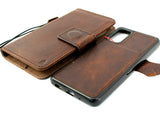 Echte natürliche Vintage-Lederhülle für Samsung Galaxy S20 Wallet Book Magnetisches, abnehmbares Softcover Davis