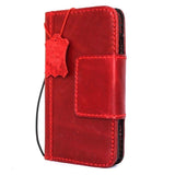 Étui en cuir véritable pour iPhone SE 2 2020, couverture livre portefeuille cartes magnétique souple Davis Classic Art chargement sans fil rouge