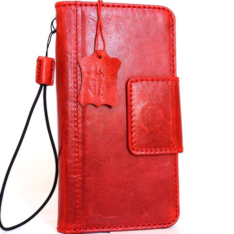 Étui en cuir véritable vintage pour Samsung Galaxy S8 Plus, portefeuille de livre magnétique rouge