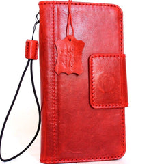 Étui en cuir véritable vintage pour Samsung Galaxy S8 Plus, portefeuille de livre magnétique rouge