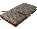 Genuine dark leather wallet case for iPhone 11 with credit card slots, ID window, and soft interior by DAVISCASE.