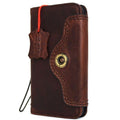 Genuine full leather iPhone 8 case with wallet card slots, slim vintage-style cover by Davis for wireless charging.
