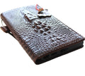 Handmade genuine leather phone case with vintage crocodile style wallet design for Samsung Galaxy S and Note models by DAVISCASE.