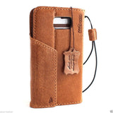 genuine real leather Case  for Samsung Galaxy note 5 book wallet magnet cover luxury vintage light brown slim daviscase