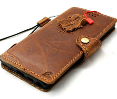 Genuine Tan Leather Case for Samsung Galaxy Note 10 book wallet cover luxury flip rubber Slim Style Strap Daviscase