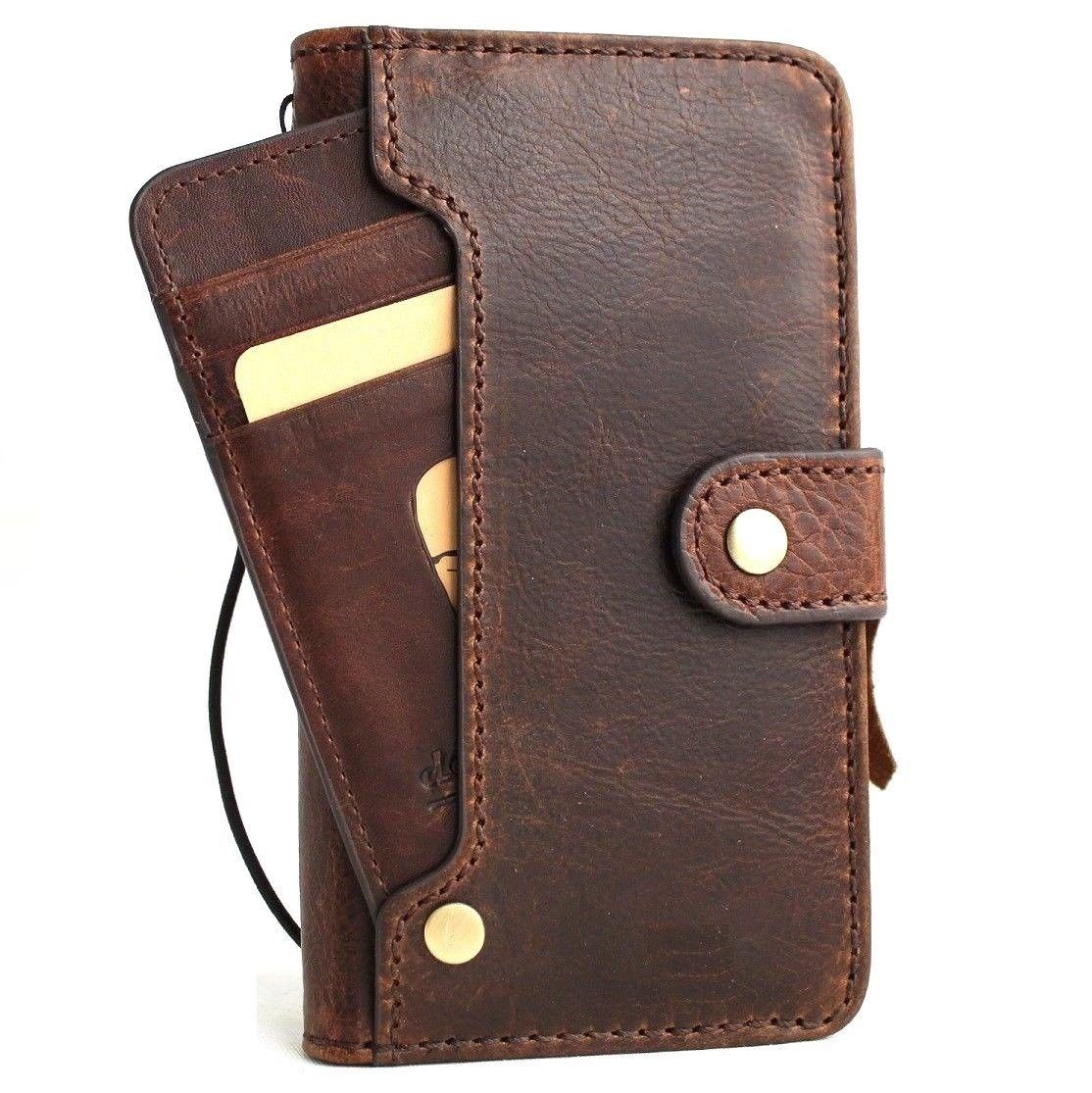 Genuine leather Samsung Galaxy S10e wallet case by DAVISCASE with card slots, stand feature, wireless charging compatible, retro slim design
