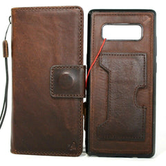 Genuine Real Dark Leather case for Samsung Galaxy NOTE 8 book wallet cover Soft Vintage cards slots slim Wireless Charging Daviscase