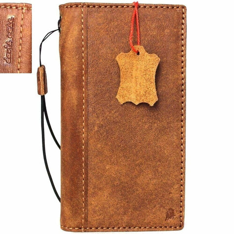 Véritable étui en cuir souple marron brillant pour iPhone SE 2 2020 couverture livre portefeuille souple cartes affaires mince chargement sans fil DavisCase Art