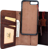 Genuine Leather Case for iPhone 8 Plus book wallet cover Cards slots Slim vintage Removable detachable soft holder Daviscase