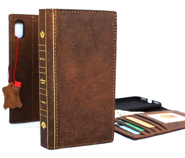 Echtes geöltes Leder für Apple iPhone XS MAX Hülle Cover Brieftasche Kreditkarten Weicher Halter Bibel Gegerbtes Buch Vintage Slim Jafo