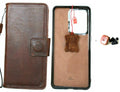 DavisCase genuine dark leather Samsung Galaxy Note 20 Ultra case with wallet, card slots, magnetic closure, and detachable holder.