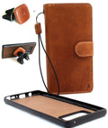 Genuine full tanned leather Galaxy Note 8 wallet case with card slots, ID window, magnetic closure, and magnetic car holder by DavisCase