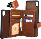 Schutzhülle aus echtem Echtleder für Apple iPhone XS, Brieftasche, Kredithalter, magnetisches Buch, herausnehmbare, abnehmbare Halterung, schlanke, weiche + magnetische Autohalterung