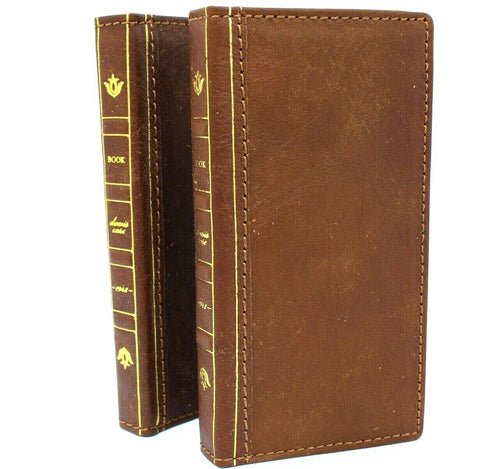 Véritable étui en cuir véritable pour Apple iPhone 11 Cover Wallet Credit Holder Bible Book Wireless Charging Prime Holder Tan Slim Jafo 1948