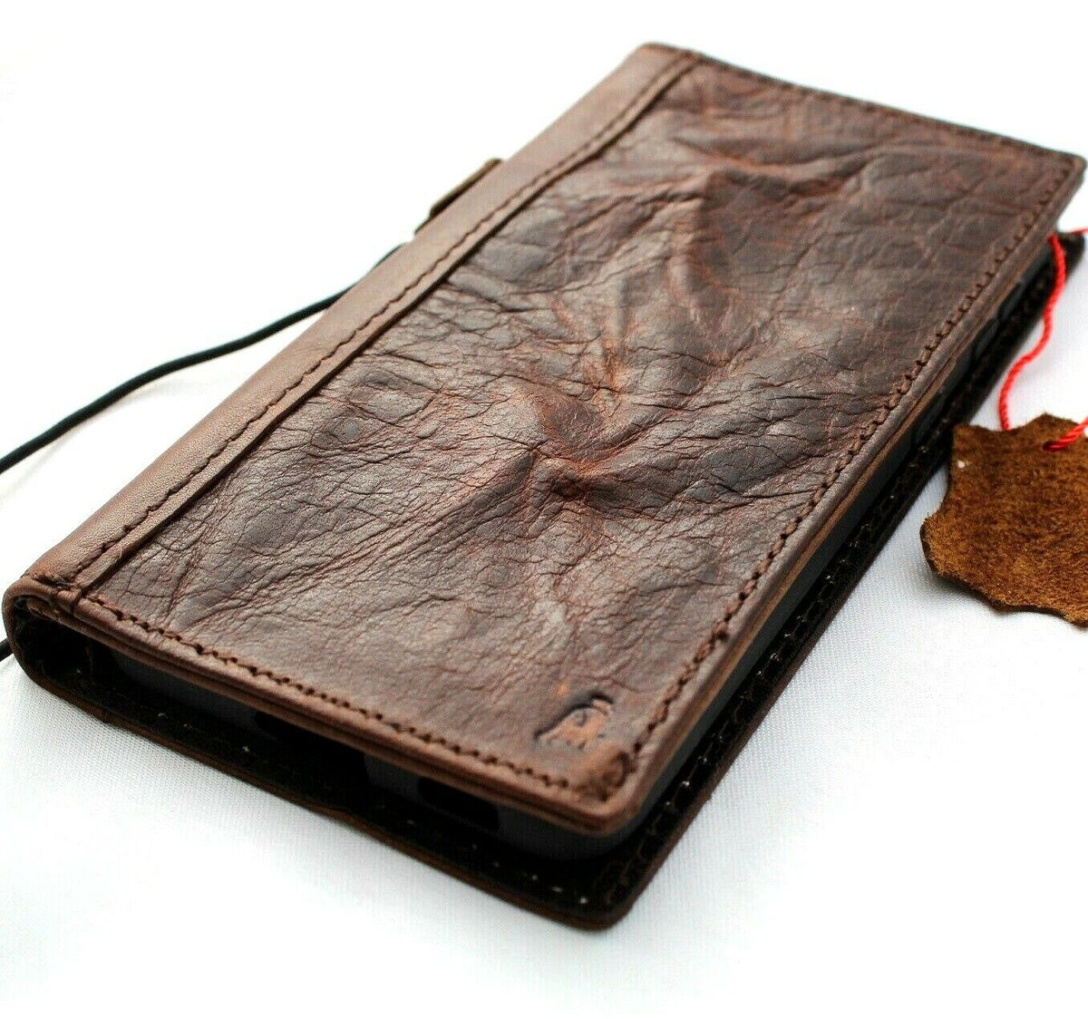 Genuine vintage leather Samsung Galaxy S21 wallet case with ID window, card slots, wireless charging holder, by DAVISCASE