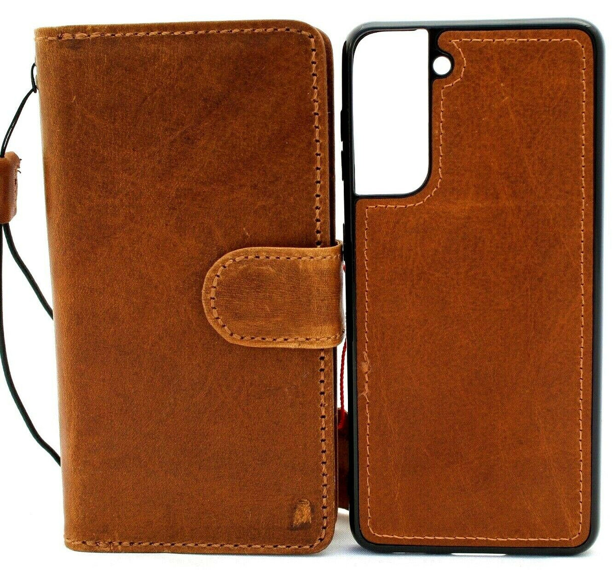 Genuine leather Samsung Galaxy S21 book wallet case by DAVISCASE with card slots, window, magnetic closure, slim luxury design