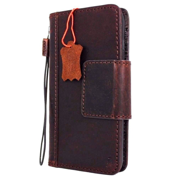 Étui en cuir véritable pour iPhone 8, couverture de livre, portefeuille, cartes, magnétique mince, Davis classic Art, chargement sans fil