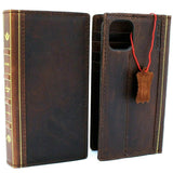 Genuine Real Leather Case for Apple iPhone 11 Cover Wallet Credit Holder Bible Design Book Wireless Charging Prime Holder Slim Jafo 1948 Dark