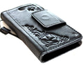 Handmade genuine leather phone case for iPhone 11-15 Pro Max, with ID window and credit card slots, vintage style by DAVISCASE.