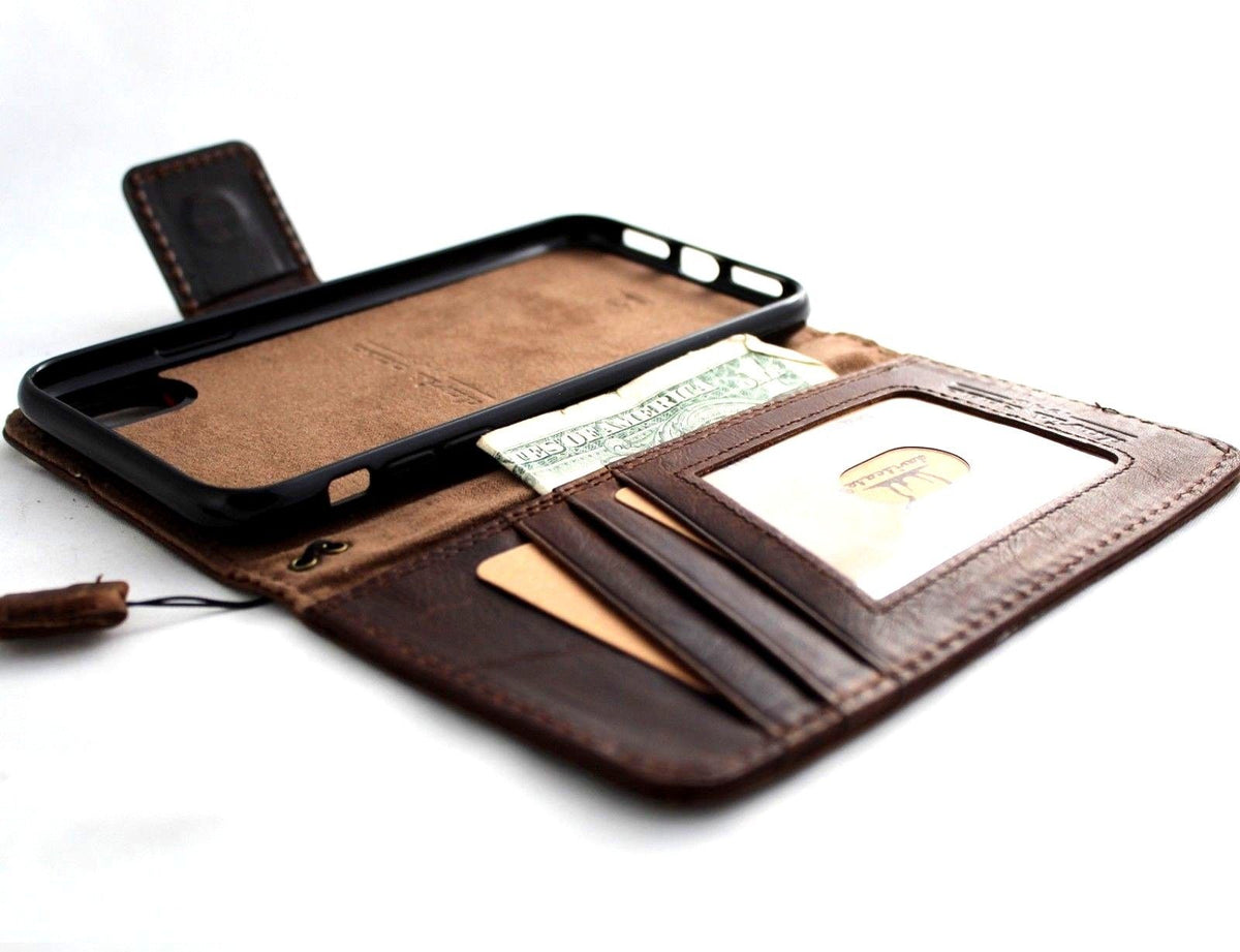 Genuine leather Apple iPhone XR case cover with wallet credit holder, magnetic detachable design, soft and slim by DAVISCASE.