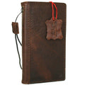 Genuine dark natural leather iPhone 12 Mini wallet case with vintage design, slim soft cover, handmade by DAVISCASE.