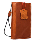 Genuine Tan Leather iPhone 8 classic Case cover wallet credit holder book luxury rubber Davis