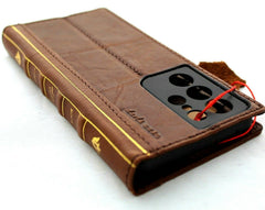 Genuine Leather Case for Samsung Galaxy S21 Ultra 5G Book Wallet cover Cards Wireless Charging Art Jafo Bible luxury rubber