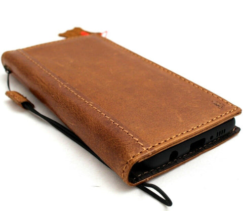 Genuine leather Case for Samsung Galaxy S10 book wallet cover Cards wireless charging Tan luxuey pro rubber holder strap ID