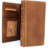 Étui en cuir souple véritable pour iPhone 8 Plus Bible Design livre portefeuille couverture porte-crédit fentes de luxe vintage brun vif Stand mince Jafo 1948