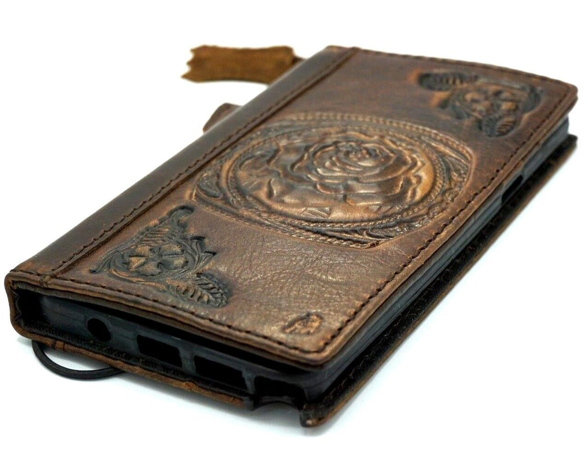 DavisCase genuine leather wallet case for Google Pixel 7 Pro with soft rose finish, magnetic closure, and wireless charging compatibility.