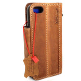 Étui en cuir véritable pour iphone 5 5s 5c SE, portefeuille de livre, couverture de carte de crédit, support magnétique, daviscase 