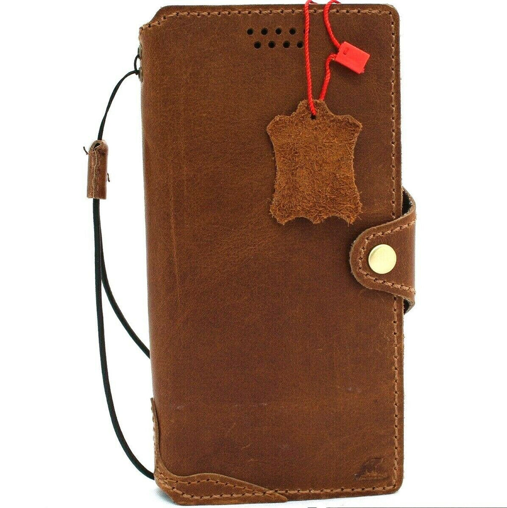Genuine tan leather Samsung Galaxy S20 FE case with soft wallet design, card holder, slim fit, luxury rubber accents by DAVISCASE