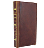 Véritable cuir foncé iPhone 7 Plus housse de protection Bible Design portefeuille porte-crédit livre de luxe vintage Style Thin 1948 DavisCase
