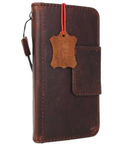 Genuine Leather Case for iPhone XS book wallet magnet closure cover Cards slots Slim vintage brown Daviscase