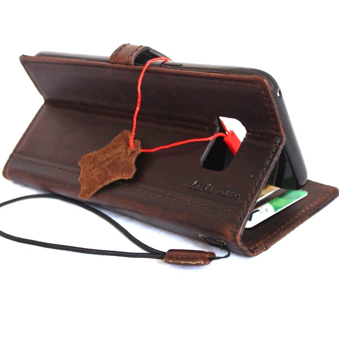 Handmade genuine Italian leather Samsung Galaxy S8 Plus book wallet case with magnetic closure, featuring a classic, handcrafted design.