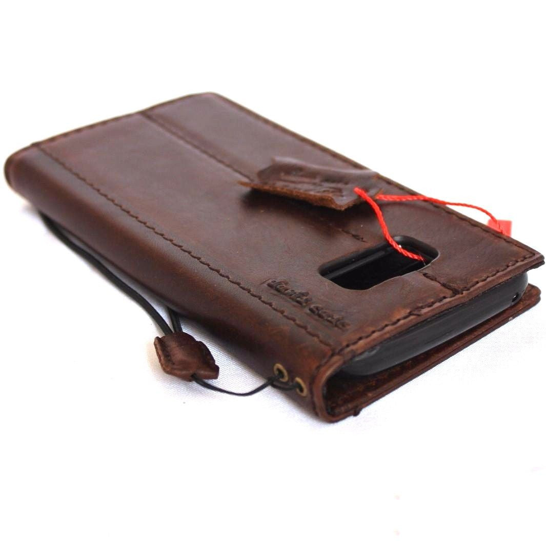 Handmade leather case for Samsung Galaxy S8 Plus with vintage book wallet design and magnetic cover in Jafo 48 style.
