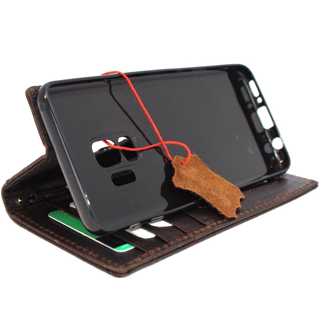 Handmade genuine Italian leather wallet case for Samsung Galaxy S9, stylish business phone cover by DAVISCASE.
