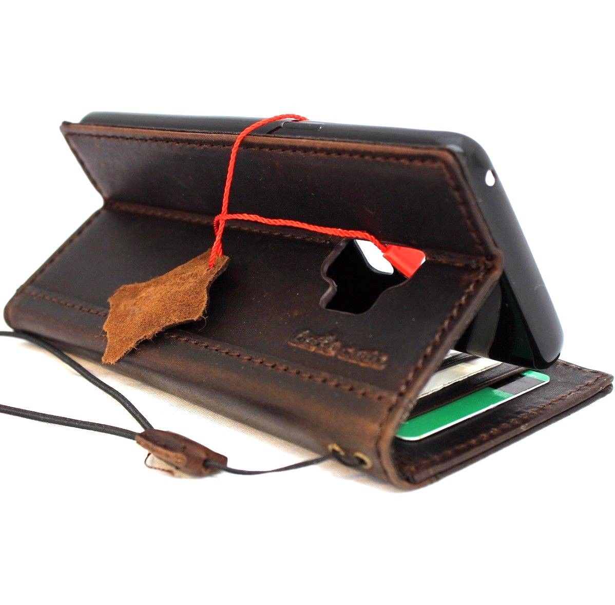 Handmade genuine Italian leather Samsung Galaxy S9 wallet case by DAVISCASE, featuring a book-style design and business elegance.